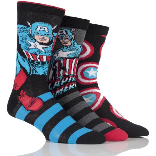 Pair Marvel Captain America Mix Cotton Socks Men's 6-11 Mens - Film & TV Characters - Modalova