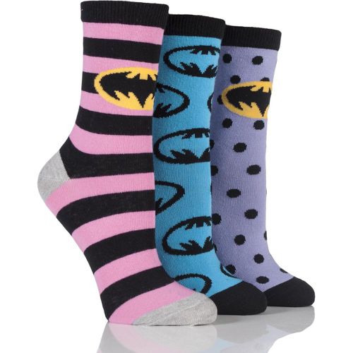 Pair Batman / Batgirl Striped, Spotty and All Over Motif Cotton Socks Ladies 4-8 Ladies - Film & TV Characters - Modalova