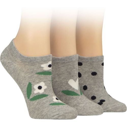 Women's 3 Pair Caroline Gardner Patterned Cotton Trainer Socks Flowers and Spots Light 4-8 Women's - SockShop - Modalova