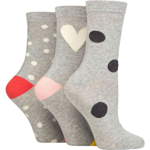 Ladies 3 Pair Caroline Gardner Patterned Cotton Socks Spots and Heart Light 4-8 - SockShop - Modalova
