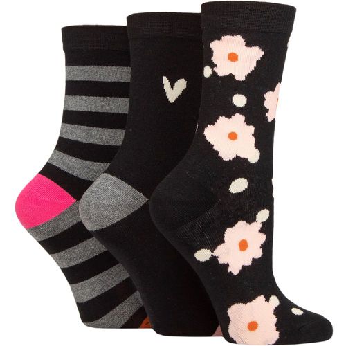 Women's 3 Pair Patterned Cotton Socks Flower and Spot 4-8 Ladies - Caroline Gardner - Modalova