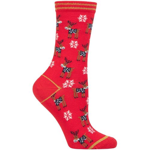 Ladies 1 Pair Reindeer Socks Multi One Size - Charnos - Modalova