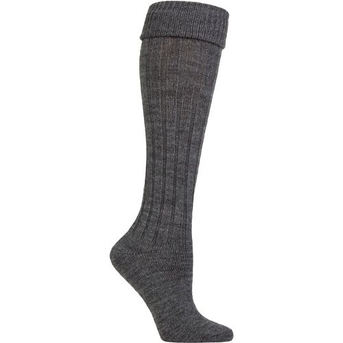 Ladies 1 Pair Charnos Turn Over Cuff Wool Boot Socks Charcoal One Size - SockShop - Modalova