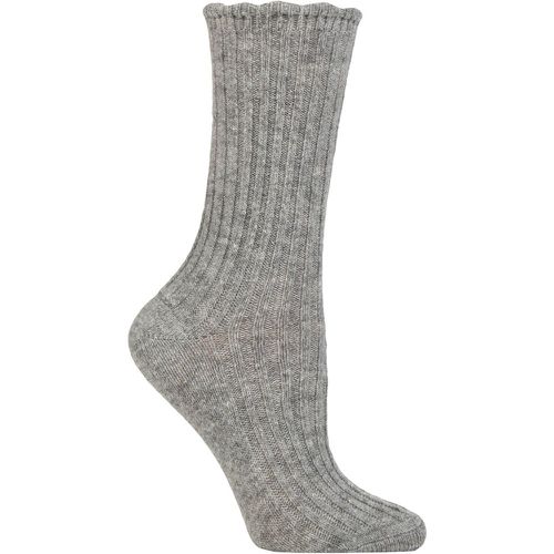 Ladies 1 Pair Charnos Rib Scallop Top Cosy Wool Socks One Size - SockShop - Modalova