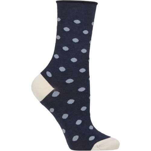 Ladies 1 Pair Charnos Mercerised Cotton Spot Roll Top Socks Mix One Size - SockShop - Modalova