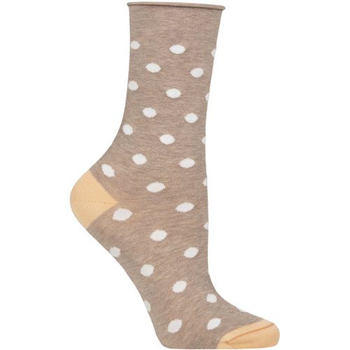 Women's 1 Pair Mercerised Cotton Spot Roll Top Socks Coral Mix One Size - Charnos - Modalova