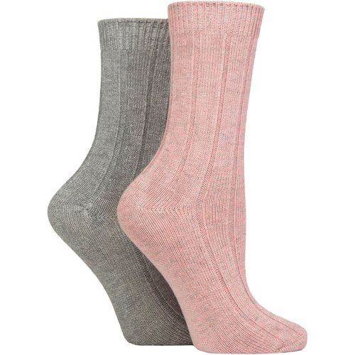 Ladies 2 Pair Cosy Bamboo Socks Grey / Pink One Size - Charnos - Modalova