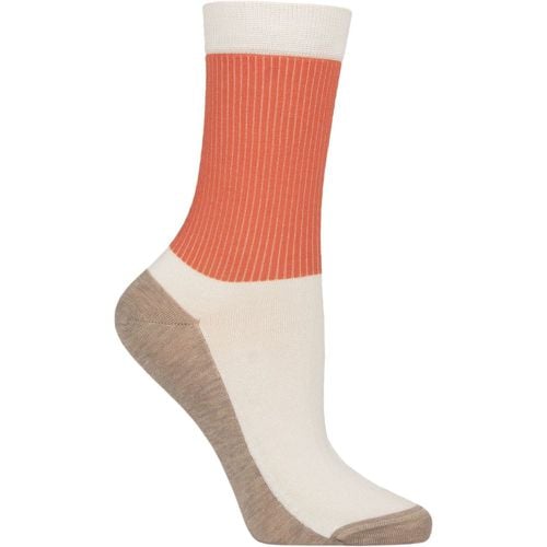 Ladies 1 Pair Mercerised Cotton Rib Socks Coral Mix One Size - Charnos - Modalova