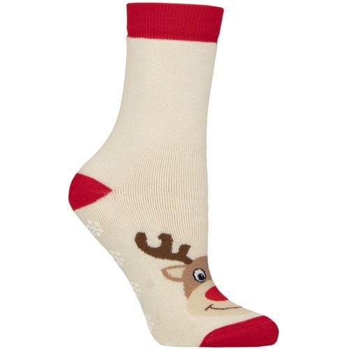 Women's 1 Pair Charnos Christmas Design Slipper Socks Reindeer One Size - SockShop - Modalova