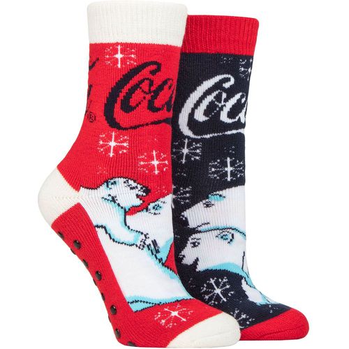 Women's 2 Pair Brushed Thermal Socks Multi 4-8 Ladies - Coca Cola - Modalova