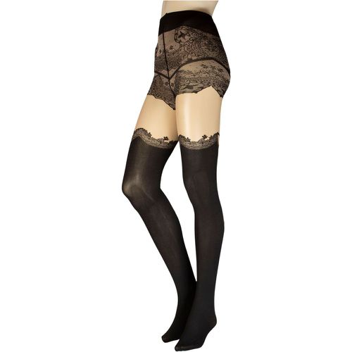 Women's 1 Pair Clover Strap Effect Mock Hold Up Tights Cosmetic Large - Trasparenze - Modalova