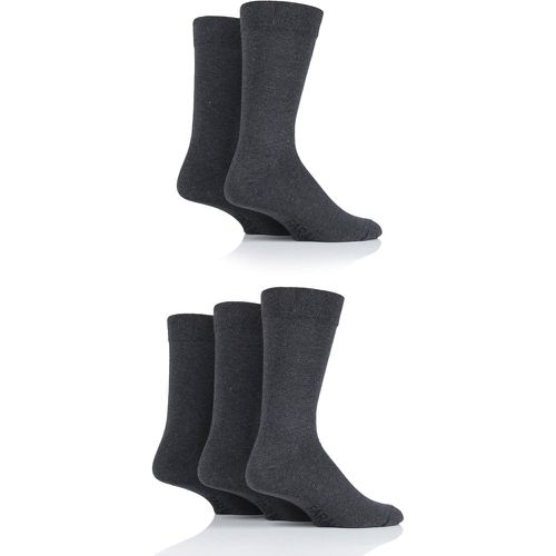Mens 5 Pair Classic Everyday Plain and Argyle Jacquard Cotton Socks Charcoals 6-11 - Farah - Modalova