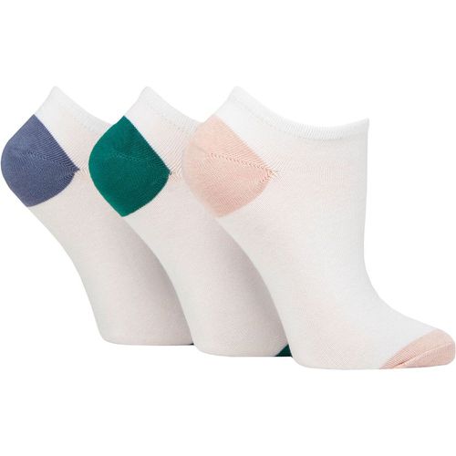 Ladies 3 Pair Plain and Patterned Bamboo Secret Socks Pink / Green / Blue 4-8 Ladies - Glenmuir - Modalova