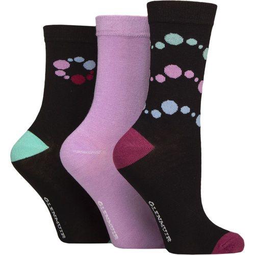 Women's 3 Pair Glenmuir Patterned Bamboo Socks with Christmas Gift Tag Black Bubbles 4-8 Women's - SockShop - Modalova