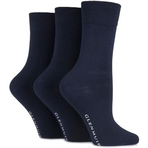 Pair Navy Comfort Cuff Plain Bamboo Socks Ladies 4-8 Ladies - Glenmuir - Modalova