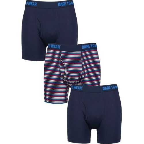 Constructed with care, for comfort and convenience, our mixed triple packs of SOCKSHOP Dare to Wear Plain and Striped Bamboo Keyhole Boxers are softer - DWB008DRKNVYD - Modalova