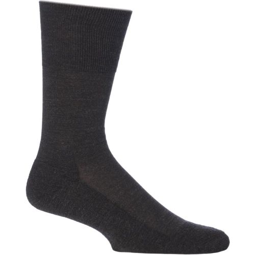 Pair Anthracite Melange Airport Plus Plain Virgin Wool and Cotton Cushioned Business Socks Men's 8.5-9.5 Mens - Falke - Modalova
