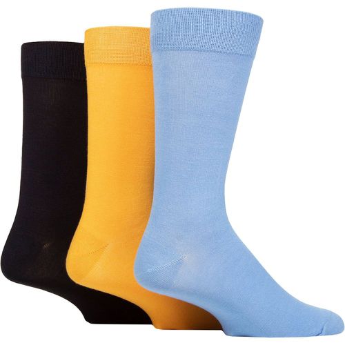 Mens 3 Pair Classic Bamboo Plain Socks Blue / Yellow / Navy 7-11 - Glenmuir - Modalova
