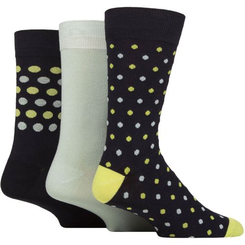 Mens 3 Pair Patterned Bamboo Socks Navy / Lime / Mint 7-11 - Glenmuir - Modalova
