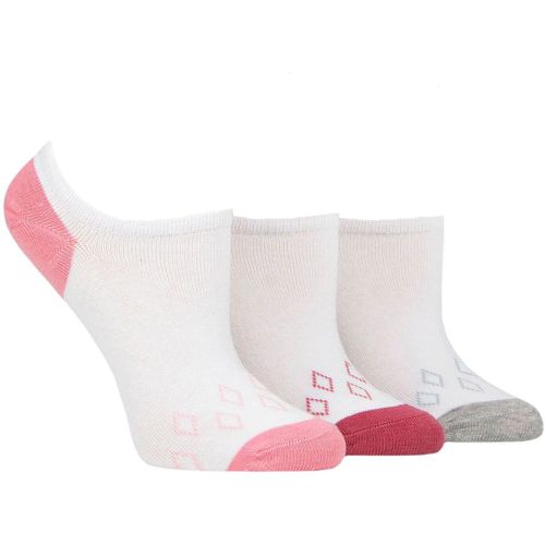 Women's 3 Pair Plain and Patterned Cotton Trainer Socks Pink / Grey Diamonds 4-8 Ladies - Pringle - Modalova