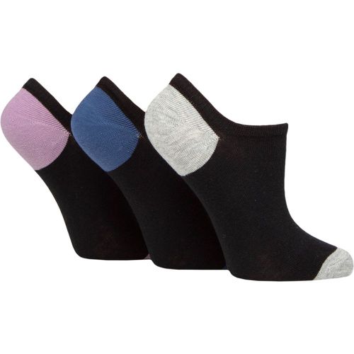 Women's 3 Pair Plain and Patterned Cotton Trainer Socks Grey / Navy / Purple Heel & Toe 4-8 Ladies - Pringle - Modalova