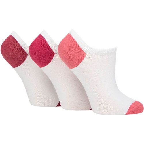 Ladies 3 Pair Plain and Patterned Cotton Trainer Socks / Pink Heel & Toe 4-8 Ladies - Pringle - Modalova