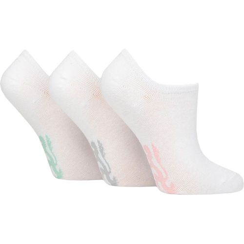 Ladies 3 Pair Plain and Patterned Cotton Trainer Socks Pink / Mint / Grey Logo 4-8 Ladies - Pringle - Modalova