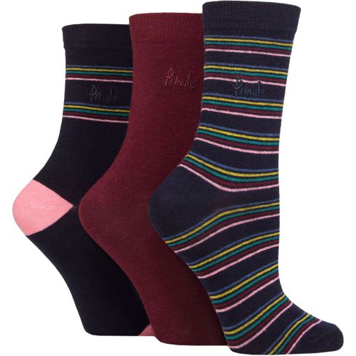 Ladies 3 Pair Patterned Cotton and Recycled Polyester Socks Multi Colour Stripes Navy 4-8 Ladies - Pringle - Modalova