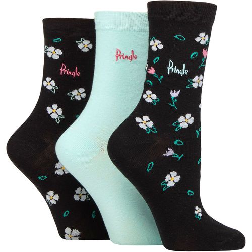Ladies 3 Pair Patterned Cotton and Recycled Polyester Socks Floral 4-8 - Pringle - Modalova