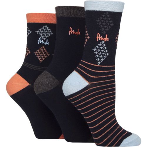 Women's 3 Pair Pringle Patterned Cotton and Recycled Polyester Socks Navy Diamond / Stripe 4-8 Women's - SockShop - Modalova