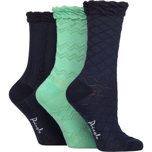 Ladies 3 Pair Cotton Textured Knit Socks Navy / Green / Navy 4-8 - Pringle - Modalova