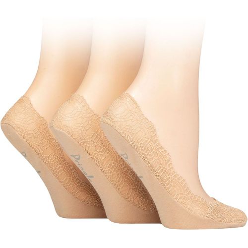 Ladies 3 Pair Lace Shoe Liner Socks Beige 4-8 - Pringle - Modalova