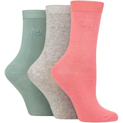Ladies 3 Pair Tiffany Plain Trouser Socks Pink / Grey / Sage UK 4-8 - Pringle - Modalova
