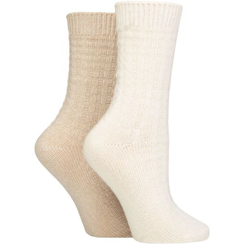 Women's 2 Pack Cashmere and Merino Wool Blend Luxury Socks Basket Knit Snow / Beige 4-8 - Pringle - Modalova