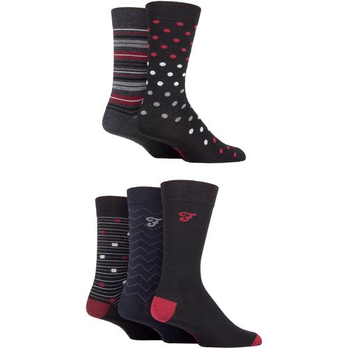 Mens 5 Pair Patterned Striped and Argyle Cotton Socks Pattern / Berry 6-11 Mens - Farah - Modalova