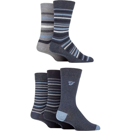 Mens 5 Pair Patterned Striped and Argyle Cotton Socks Stripe Denim 6-11 Mens - Farah - Modalova