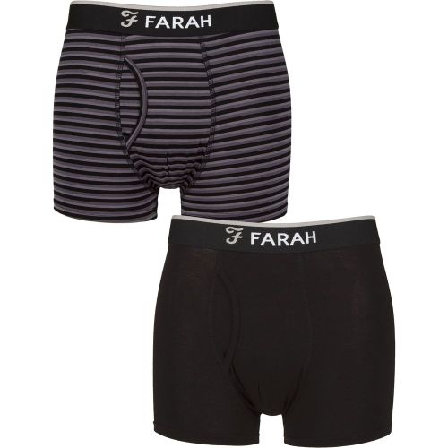 Mens 2 Pair Farah Plain and Stripe Bamboo Keyhole Trunks Stripe / Charcoal L - SockShop - Modalova