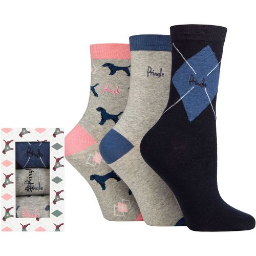 Women's 3 Pair Plain Cotton Gift Boxed Socks Dog 4-8 Ladies - Pringle - Modalova