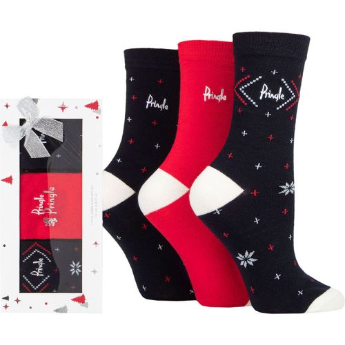 Women's 3 Pair Christmas Gift Boxed Patterned Socks Navy 4-8 - Pringle - Modalova