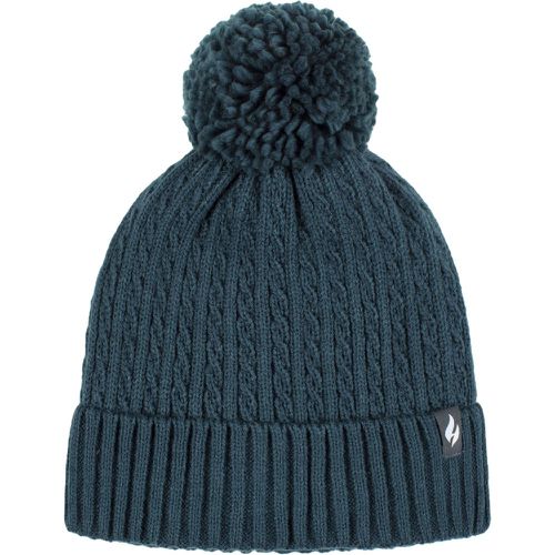 Ladies 1 Pack Ellery Cable Turnover Cuff Pom Pom Hat Teal One Size - Heat Holders - Modalova