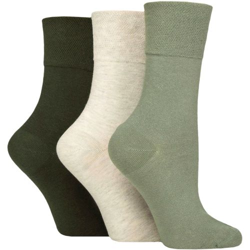 Ladies 3 Pair FootNurse Gentle Grip Diabetic Socks Khaki / Forest / Grey 4-8 - Iomi - Modalova