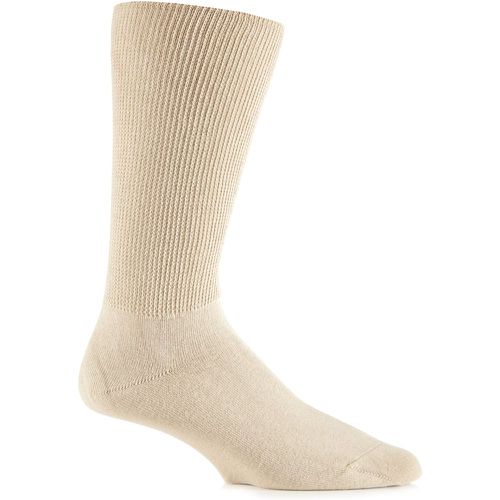 Pair Beige Footnurse Oedema Extra Wide Cotton Socks Men's 6-8.5 Mens - Iomi - Modalova