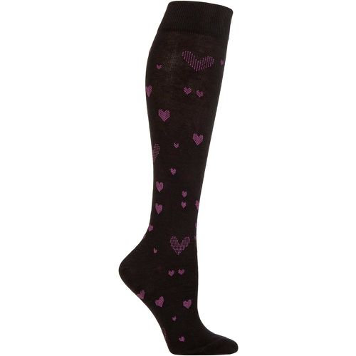 Ladies 1 Pair Iomi Footnurse Patterned Cotton Diabetic Flight Socks / Pink Hearts 4-7 - SockShop - Modalova