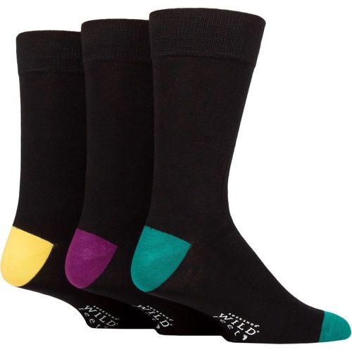 Mens 3 Pair SOCKSHOP Wildfeet Patterned Spots and Stripes Bamboo Socks Yellow / Purple / Green Heel & Toe 7-11 Mens - Wild Feet - Modalova