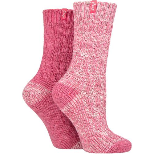 Women's 2 Pair Wool Rope Knit Boot Socks Cerise / Cream 4-8 Ladies - Jeep - Modalova