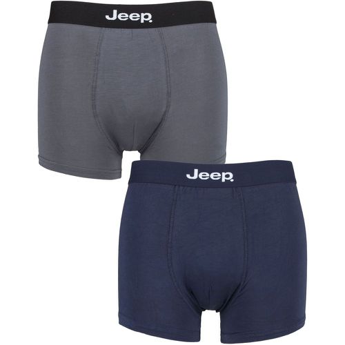 Mens 2 Pack Plain Fitted Bamboo Trunks Navy / Grey Large - Jeep - Modalova