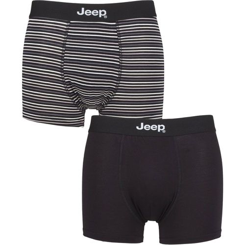 Mens 2 Pack Plain and Fine Striped Fitted Bamboo Trunks / Stripe Large - Jeep - Modalova