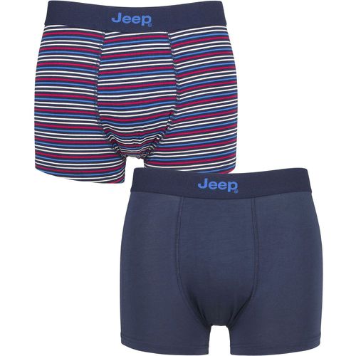 Mens 2 Pack Plain and Fine Striped Fitted Bamboo Trunks Navy / Stripe Small - Jeep - Modalova