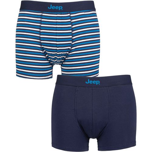 Mens 2 Pack Cotton Fitted Striped Trunks Navy / Large - Jeep - Modalova