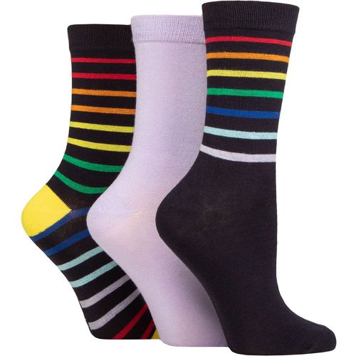 Women's 3 Pair SOCKSHOP Patterned Bamboo Socks Rainbow Stripe Navy 4-8 - Wildfeet - Modalova